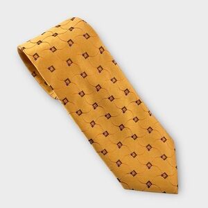 CANALI yellow gold silk tie geometric print